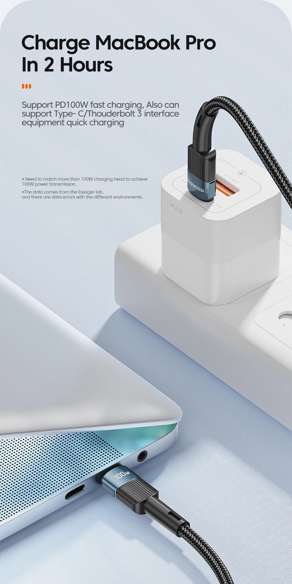 Essager 100W USB Type C To USB C Fast Charging