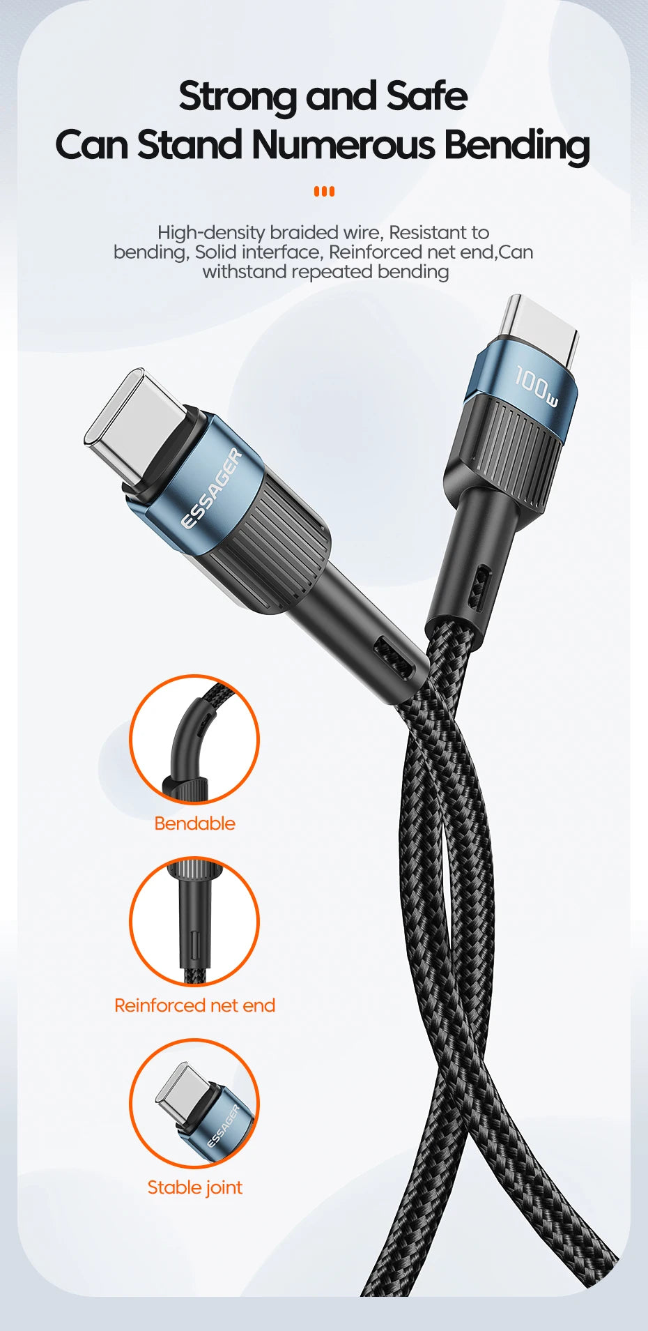 Essager 100W USB Type C To USB C Fast Charging