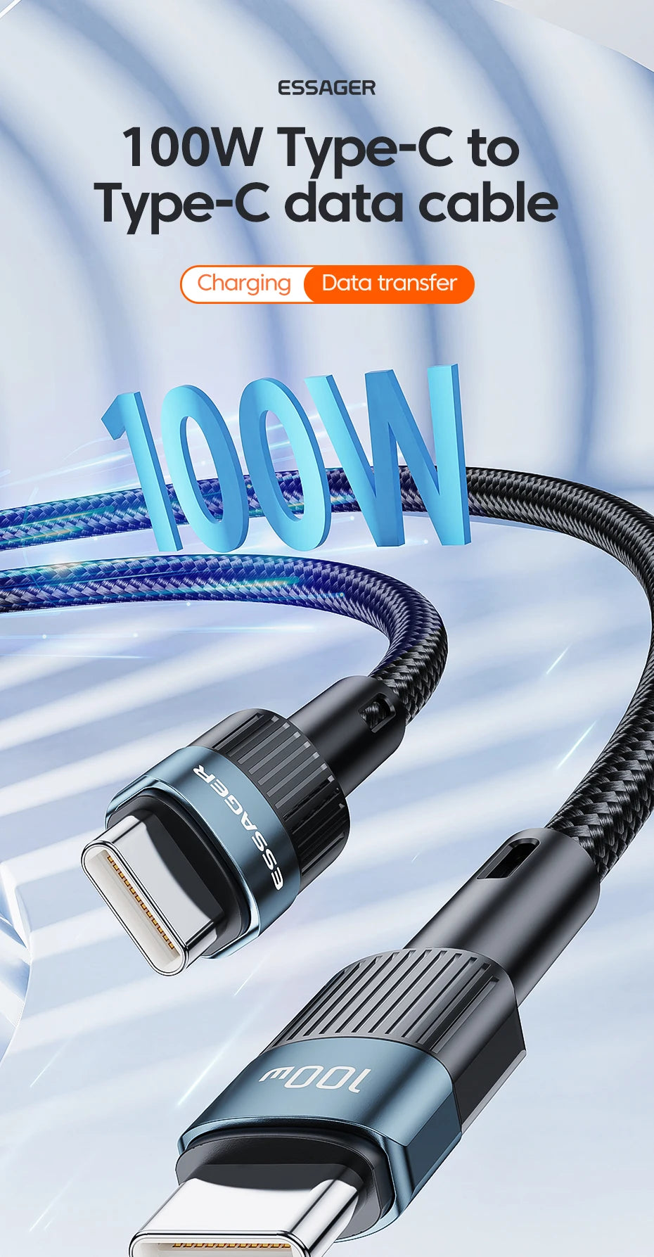 Essager 100W USB Type C To USB C Fast Charging